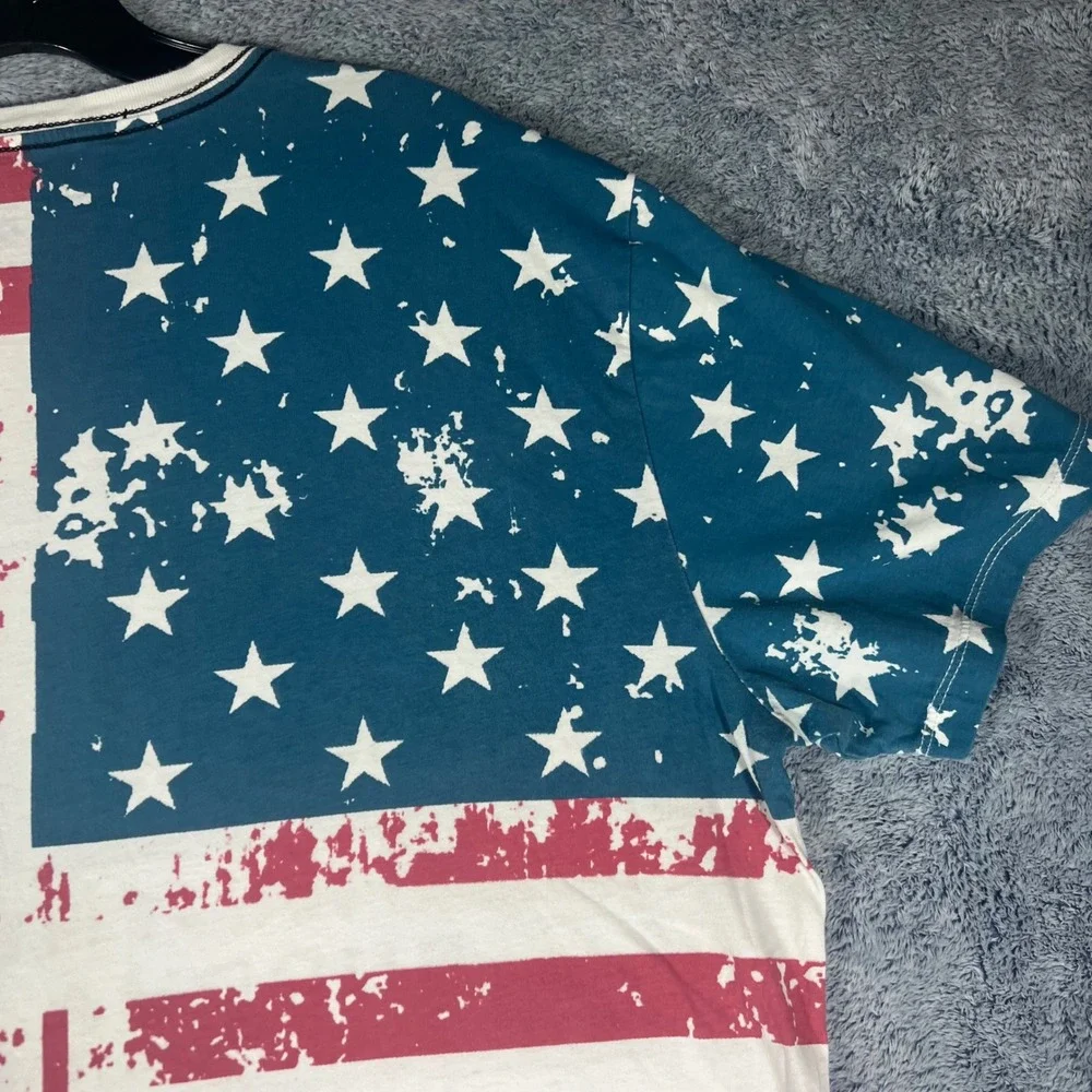 True Religion Mens American Flag Buddha Brand T-Shirt XL Stars‎ Stripes